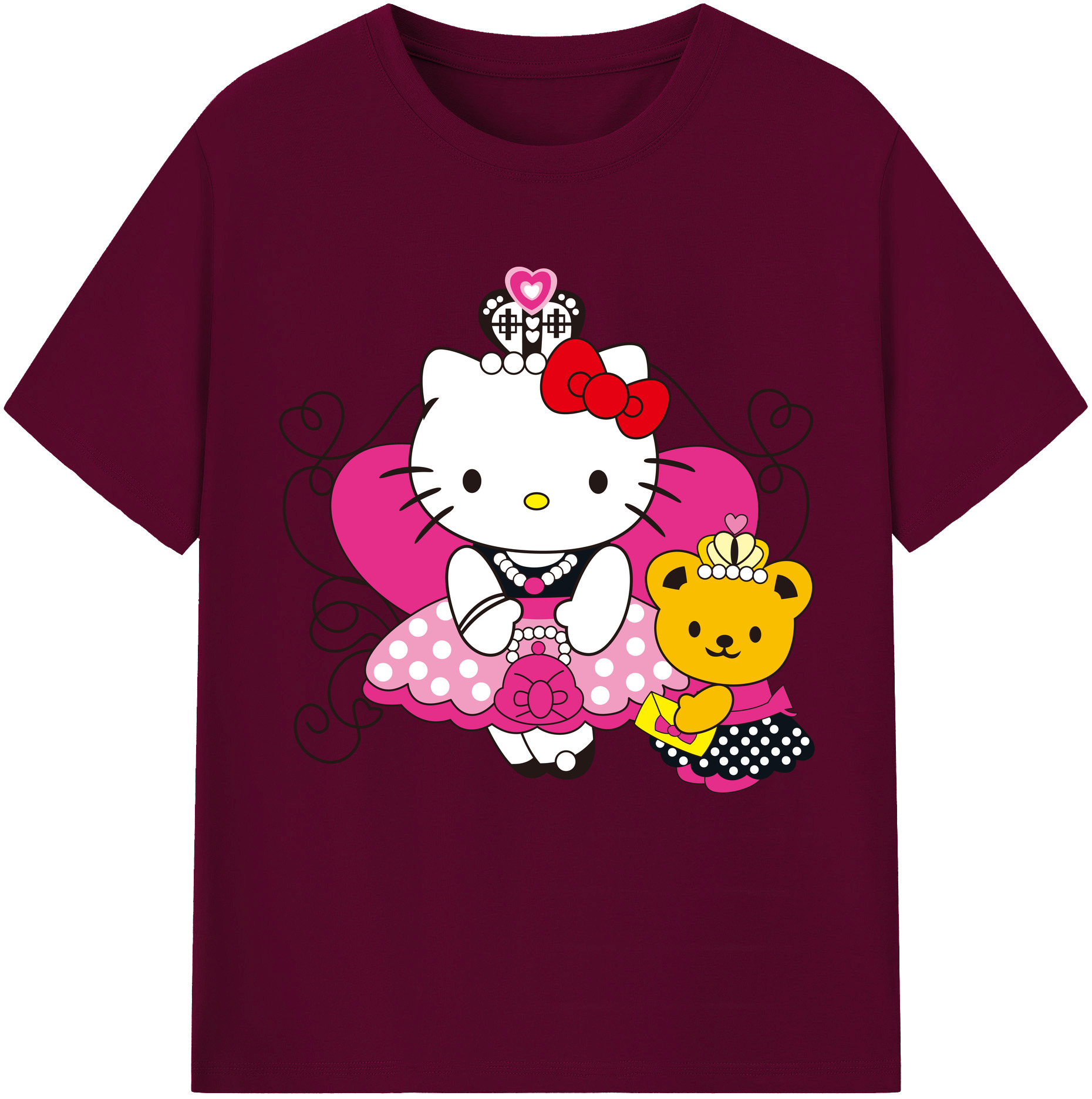 （画像用） Hello Kitty ハローキティ レディースカジュアルプリントTシャツ（綿100％）
